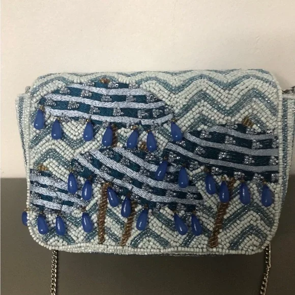 Blue Beaded Chain Strap Bag - Picture 2 of 5